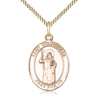 14kt Gold Filled Saint Columbkille Medal Catholic Jewelry Engraved Catholic Saint Jewelry