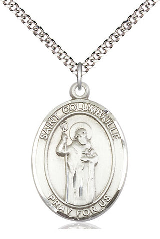 Pewter Saint Columbkille Medal Catholic Jewelry Engraved Catholic Saint Jewelry