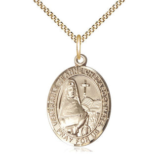 14kt Gold Filled Jeanne Chezard de Matel Medal Catholic Jewelry Engraved Catholic Saint Jewelry