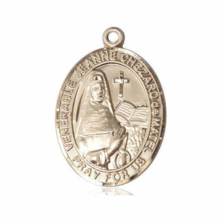 14kt Gold Jeanne Chezard de Matel Medal Engraved Catholic Saint Jewelry