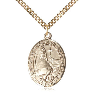 14kt Gold Jeanne Chezard de Matel Medal Engraved Catholic Saint Jewelry