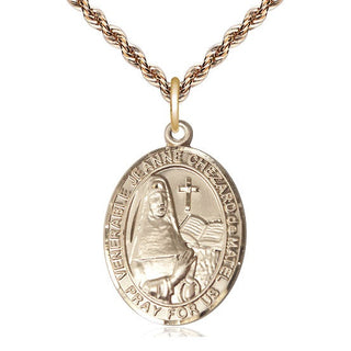 14kt Gold Jeanne Chezard de Matel Medal Engraved Catholic Saint Jewelry