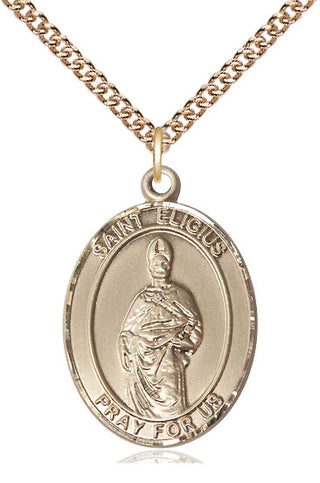 14kt Gold Filled Saint Eligius Medal Catholic Jewelry Engraved Catholic Saint Jewelry