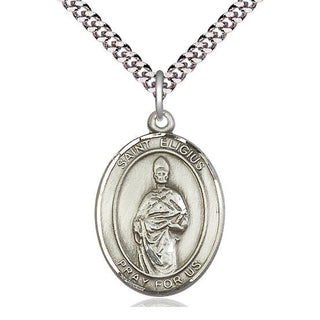 Sterling Silver Saint Eligius Medal Catholic Jewelry Engraved Catholic Saint Jewelry