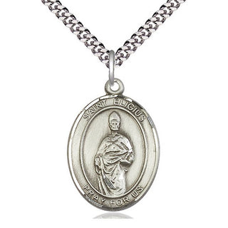 Sterling Silver Saint Eligius Medal Catholic Jewelry Engraved Catholic Saint Jewelry
