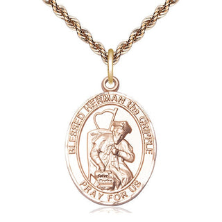 14kt Gold Filled Blessed Herman the Cripple Medal Catholic Jewelry Engraved Catholic Saint Jewelry