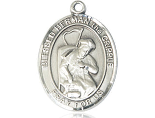 Pewter Blessed Herman the Cripple Medal Engraved Catholic Saint Jewelry
