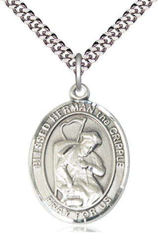 Pewter Blessed Herman the Cripple Medal Catholic Jewelry Engraved Catholic Saint Jewelry