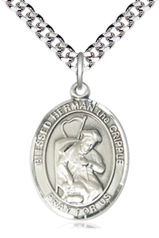 Pewter Blessed Herman the Cripple Medal Catholic Jewelry Engraved Catholic Saint Jewelry