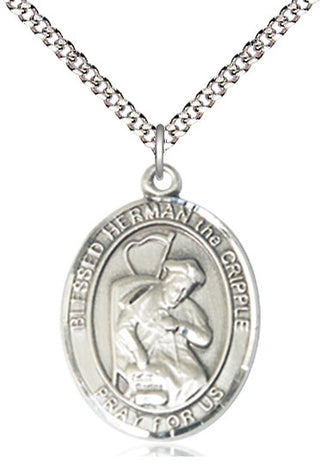 Pewter Blessed Herman the Cripple Medal Catholic Jewelry Engraved Catholic Saint Jewelry