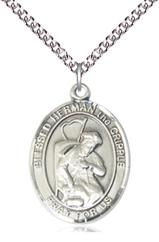 Sterling Silver Blessed Herman the Cripple Medal Catholic Jewelry Engraved Catholic Saint Jewelry