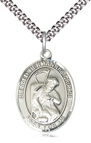Sterling Silver Blessed Herman the Cripple Medal Catholic Jewelry Engraved Catholic Saint Jewelry