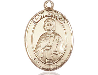14kt Gold Saint Gerald Medal Engraved Catholic Saint Jewelry