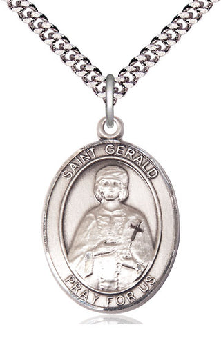 Pewter Saint Gerald Medal Catholic Jewelry Engraved Catholic Saint Jewelry