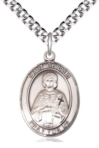 Pewter Saint Gerald Medal Catholic Jewelry Engraved Catholic Saint Jewelry