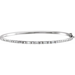 14K White 1 CTW Natural Diamond 7" Bangle Bracelet