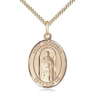 14kt Gold Filled Saint Seraphina Medal Catholic Jewelry Engraved Catholic Saint Jewelry