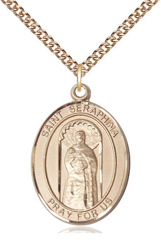 14kt Gold Filled Saint Seraphina Medal Catholic Jewelry Engraved Catholic Saint Jewelry