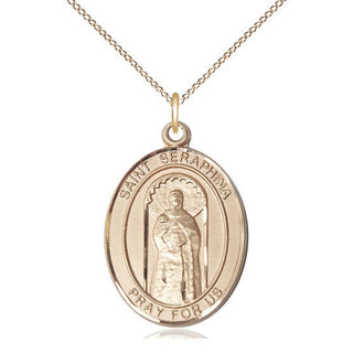 14kt Gold Saint Seraphina Medal Engraved Catholic Saint Jewelry