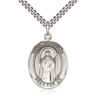 Pewter Saint Seraphina Medal Catholic Jewelry Engraved Catholic Saint Jewelry
