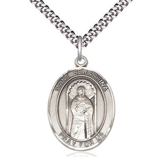Pewter Saint Seraphina Medal Catholic Jewelry Engraved Catholic Saint Jewelry