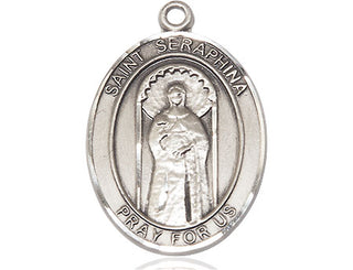 Sterling Silver Saint Seraphina Medal Catholic Jewelry Engraved Catholic Saint Jewelry