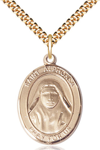 14kt Gold Filled Saint Alphonsa Medal Catholic Jewelry Engraved Catholic Saint Jewelry