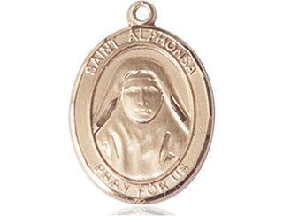 14kt Gold Saint Alphonsa Medal Engraved Catholic Saint Jewelry