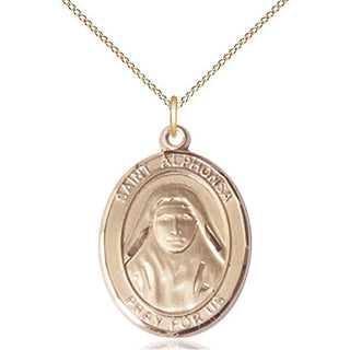 14kt Gold Saint Alphonsa Medal Engraved Catholic Saint Jewelry