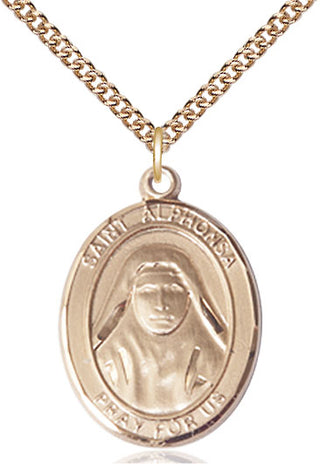14kt Gold Saint Alphonsa Medal Engraved Catholic Saint Jewelry
