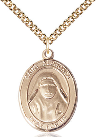 14kt Gold Saint Alphonsa Medal Engraved Catholic Saint Jewelry