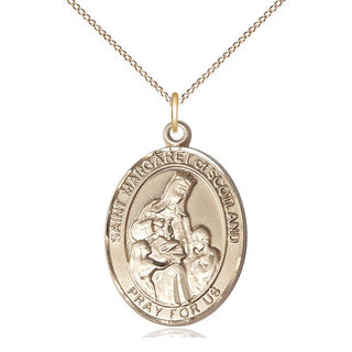 14kt Gold Filled Saint Margaret of Scotland Medal Catholic Jewelry Engraved Catholic Saint Jewelry