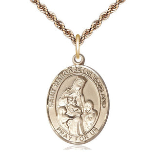 14kt Gold Filled Saint Margaret of Scotland Medal Catholic Jewelry Engraved Catholic Saint Jewelry