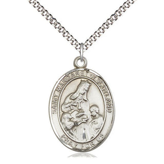 Pewter Saint Margaret of Scotland Medal Catholic Jewelry Engraved Catholic Saint Jewelry