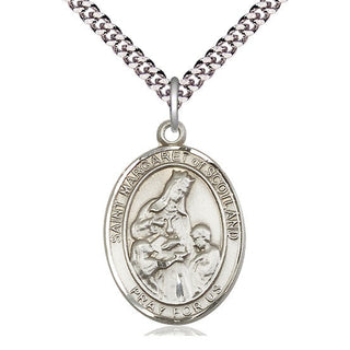 Sterling Silver Saint Margaret of Scotland Medal Catholic Jewelry Engraved Catholic Saint Jewelry