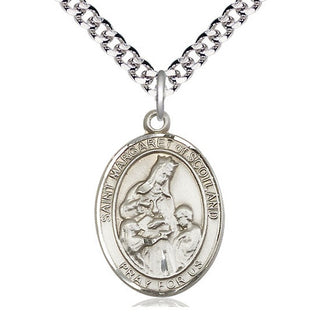 Sterling Silver Saint Margaret of Scotland Medal Catholic Jewelry Engraved Catholic Saint Jewelry