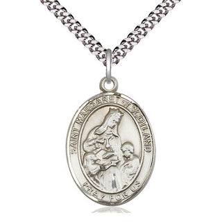 Sterling Silver Saint Margaret of Scotland Medal Catholic Jewelry Engraved Catholic Saint Jewelry