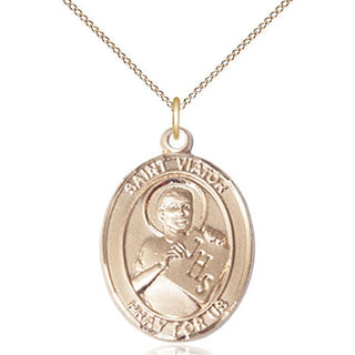 14kt Gold Filled Saint Viator of Bergamo Medal Catholic Jewelry Engraved Catholic Saint Jewelry