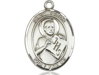 Pewter Saint Viator of Bergamo Medal Engraved Catholic Saint Jewelry