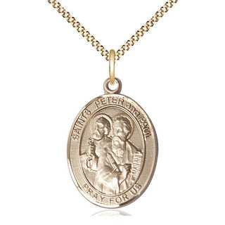 14kt Gold Filled Saint Peter St Paul Medal Catholic Jewelry Engraved Catholic Saint Jewelry