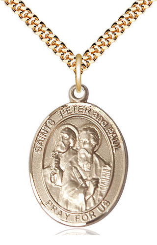14kt Gold Filled Saint Peter St Paul Medal Catholic Jewelry Engraved Catholic Saint Jewelry