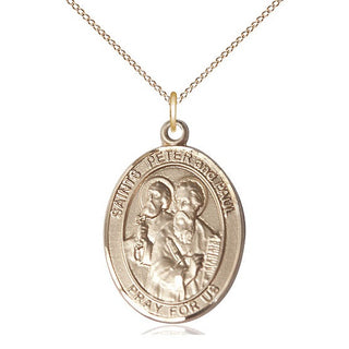 14kt Gold Saint Peter St Paul Medal Engraved Catholic Saint Jewelry