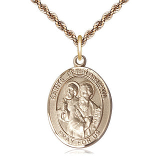 14kt Gold Saint Peter St Paul Medal Engraved Catholic Saint Jewelry