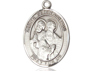 Sterling Silver Saint Peter St Paul Medal Catholic Jewelry Engraved Catholic Saint Jewelry
