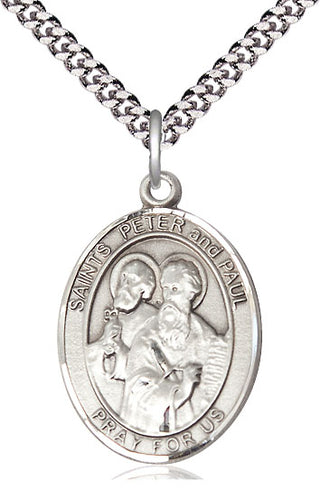 Sterling Silver Saint Peter St Paul Medal Catholic Jewelry Engraved Catholic Saint Jewelry