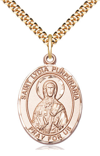 14kt Gold Filled Saint Lydia Purpuraria Medal Catholic Jewelry Engraved Catholic Saint Jewelry