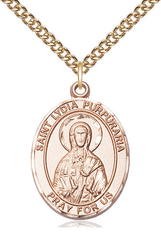 14kt Gold Filled Saint Lydia Purpuraria Medal Catholic Jewelry Engraved Catholic Saint Jewelry