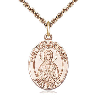 14kt Gold Filled Saint Lydia Purpuraria Medal Catholic Jewelry Engraved Catholic Saint Jewelry