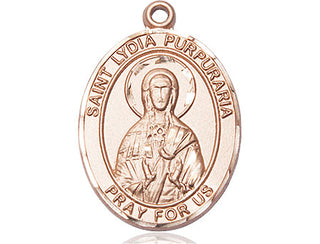 14kt Gold Saint Lydia Purpuraria Medal Engraved Catholic Saint Jewelry