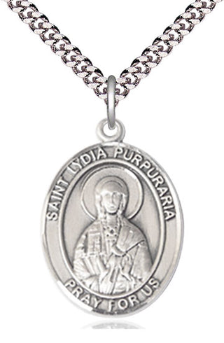 Pewter Saint Lydia Purpuraria Medal Catholic Jewelry Engraved Catholic Saint Jewelry